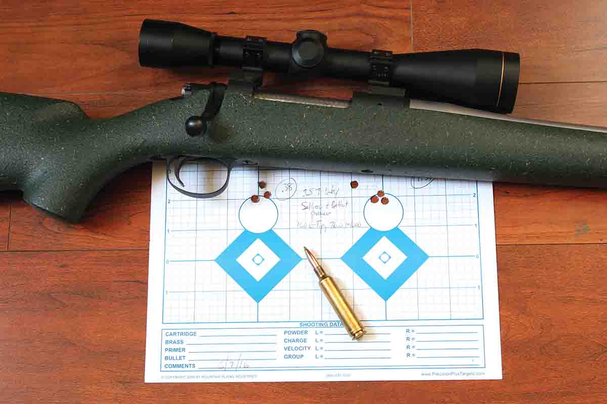 Most monolithic bullets shoot very accurately because they are very well balanced, but they perform better when deep seated, unlike lead-core bullets. This New Ultra Light Arms .257 Weatherby Magnum likes Nosler 100-grain E-Tip bullets.